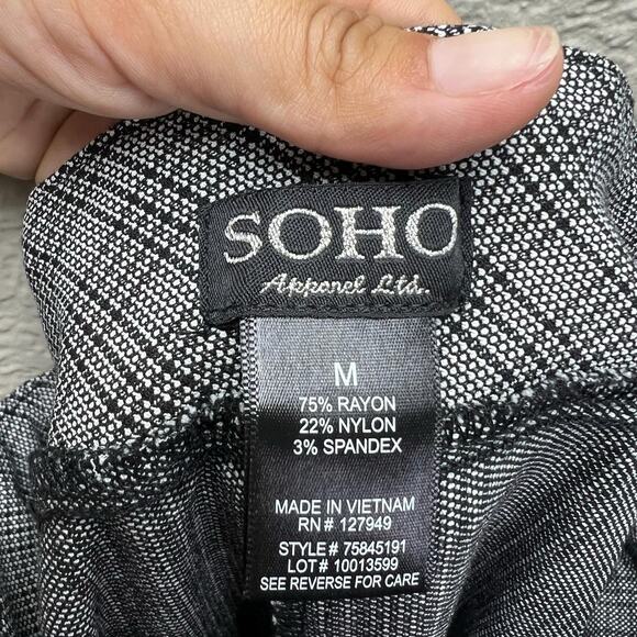 SOHO Apparel Ltd Women Black Straight Leg Dress Pant Size Medium Plaid Slacks - Picture 10 of 10